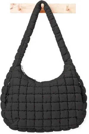 Womens' Lightweight Quilted Carryall GYM Tote Bag Puffer Crossbody Bag Soft Puffy Boho Handbags Big Capacity Purse