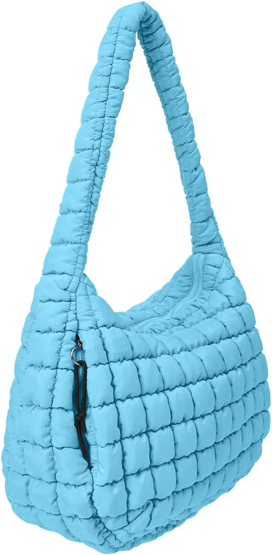 Womens' Lightweight Quilted Carryall GYM Tote Bag Puffer Crossbody Bag Soft Puffy Boho Handbags Big Capacity Purse