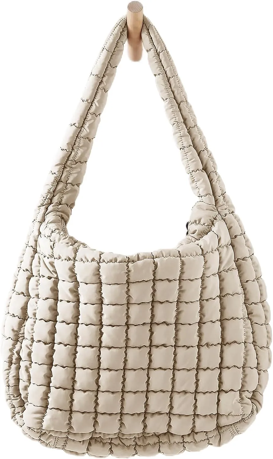Womens' Lightweight Quilted Carryall GYM Tote Bag Puffer Crossbody Bag Soft Puffy Boho Handbags Big Capacity Purse