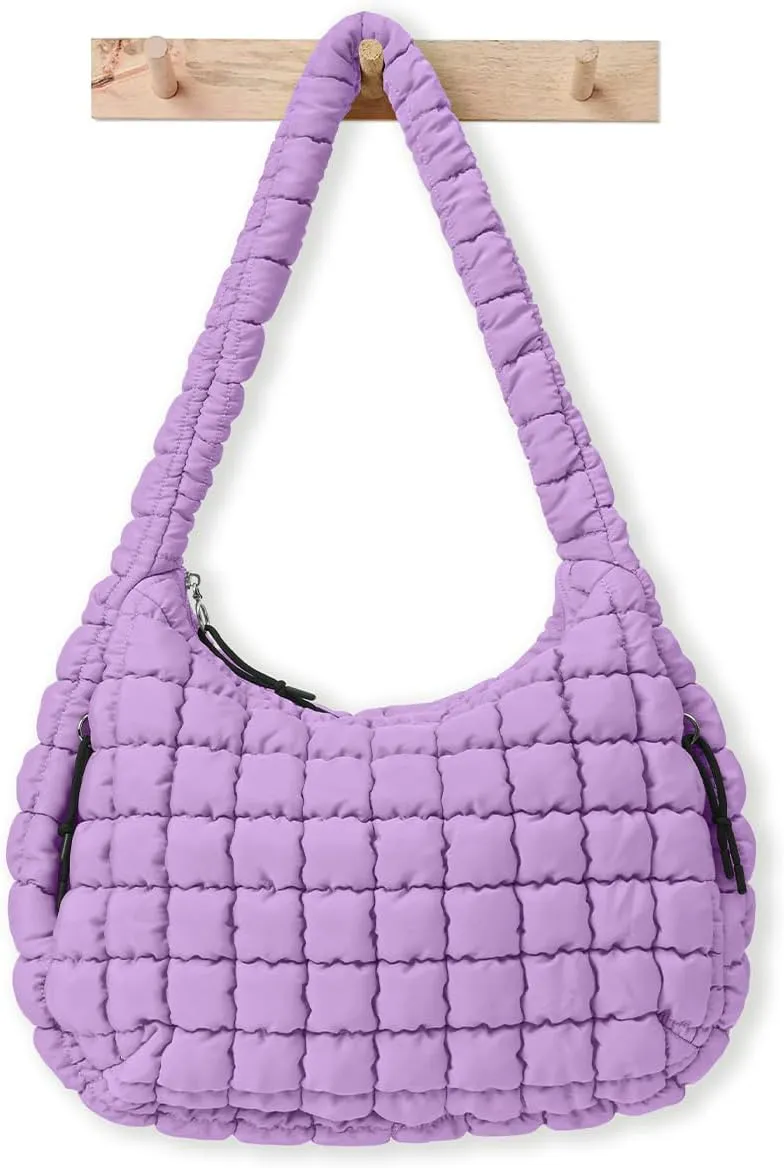 Womens' Lightweight Quilted Carryall GYM Tote Bag Puffer Crossbody Bag Soft Puffy Boho Handbags Big Capacity Purse
