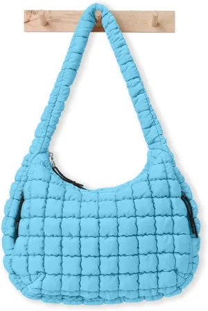Womens' Lightweight Quilted Carryall GYM Tote Bag Puffer Crossbody Bag Soft Puffy Boho Handbags Big Capacity Purse