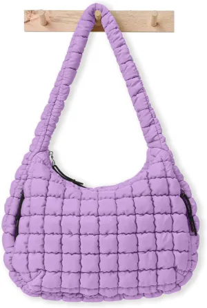 Womens' Lightweight Quilted Carryall GYM Tote Bag Puffer Crossbody Bag Soft Puffy Boho Handbags Big Capacity Purse