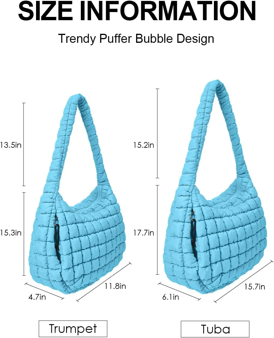 Womens' Lightweight Quilted Carryall GYM Tote Bag Puffer Crossbody Bag Soft Puffy Boho Handbags Big Capacity Purse