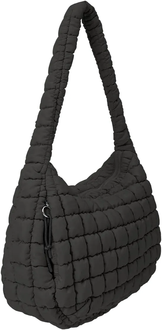 Womens' Lightweight Quilted Carryall GYM Tote Bag Puffer Crossbody Bag Soft Puffy Boho Handbags Big Capacity Purse