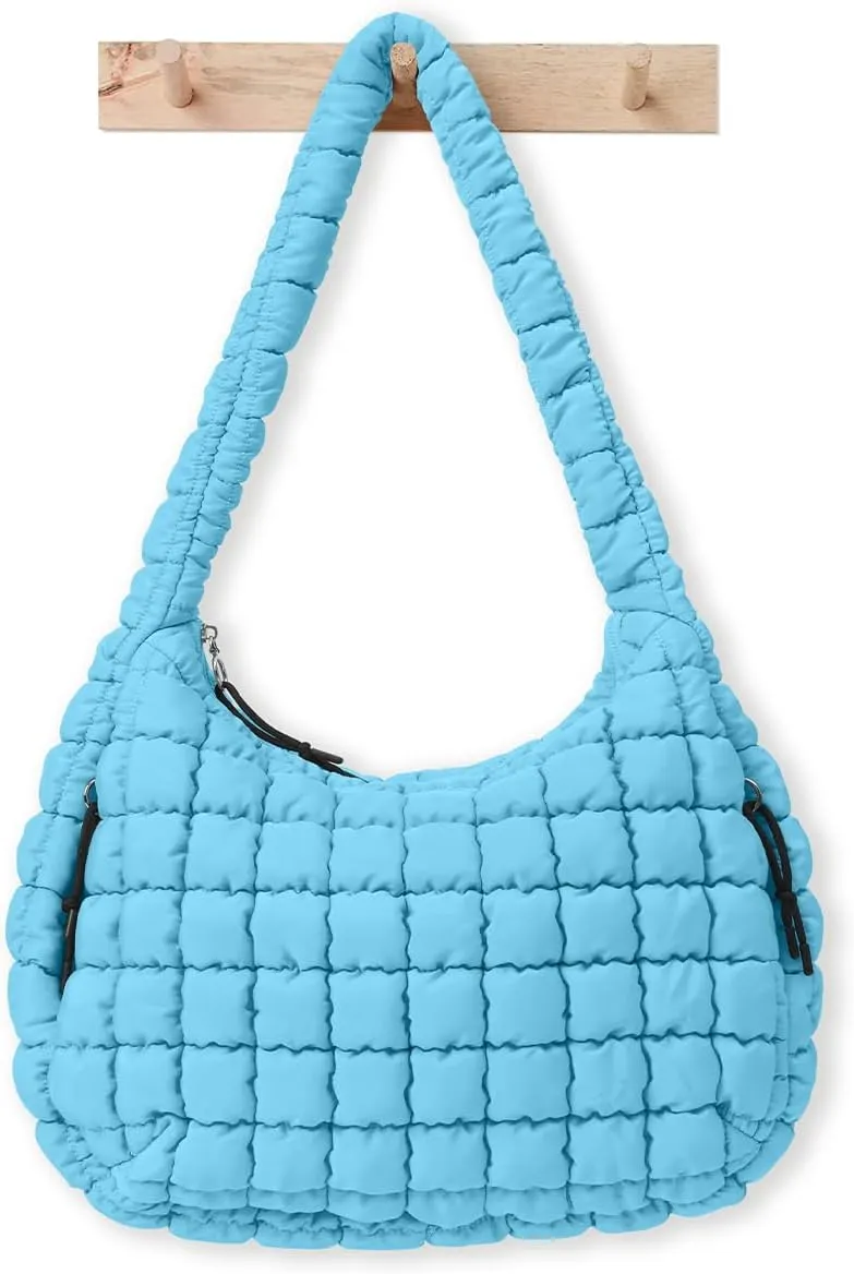 Womens' Lightweight Quilted Carryall GYM Tote Bag Puffer Crossbody Bag Soft Puffy Boho Handbags Big Capacity Purse
