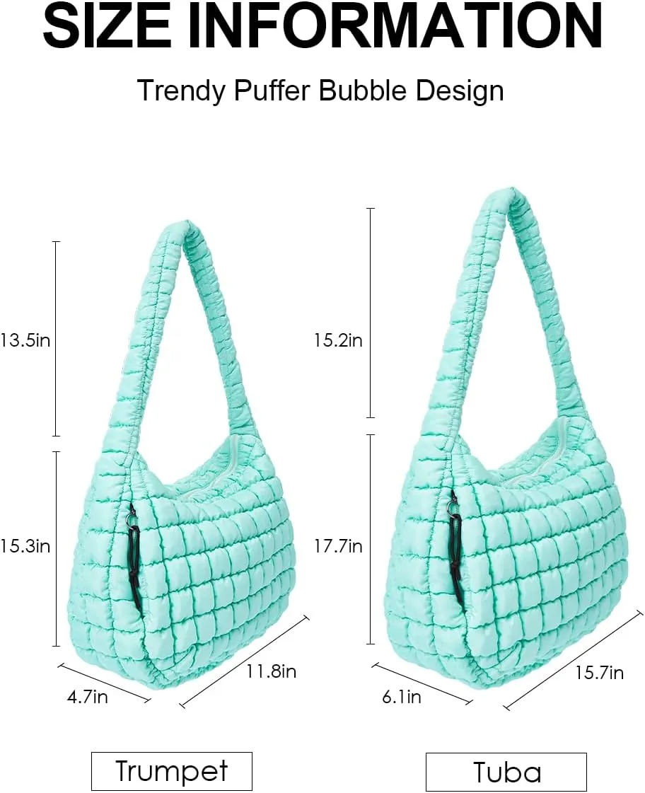 Womens' Lightweight Quilted Carryall GYM Tote Bag Puffer Crossbody Bag Soft Puffy Boho Handbags Big Capacity Purse