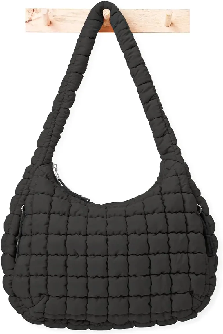 Womens' Lightweight Quilted Carryall GYM Tote Bag Puffer Crossbody Bag Soft Puffy Boho Handbags Big Capacity Purse
