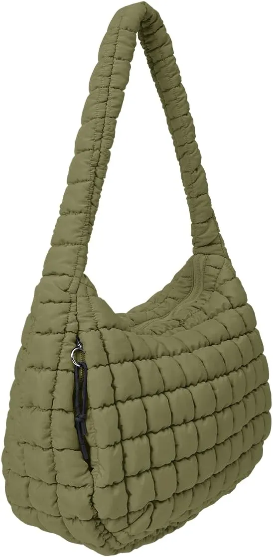 Womens' Lightweight Quilted Carryall GYM Tote Bag Puffer Crossbody Bag Soft Puffy Boho Handbags Big Capacity Purse