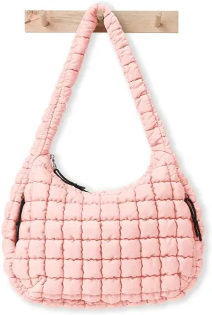 Womens' Lightweight Quilted Carryall GYM Tote Bag Puffer Crossbody Bag Soft Puffy Boho Handbags Big Capacity Purse