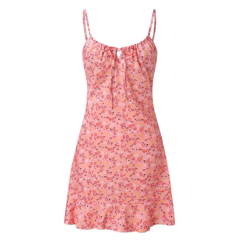Women's Sexy Floral Lace Up Plus Size Bodycon Strappy Dress
