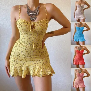 Women's Sexy Floral Lace Up Plus Size Bodycon Strappy Dress
