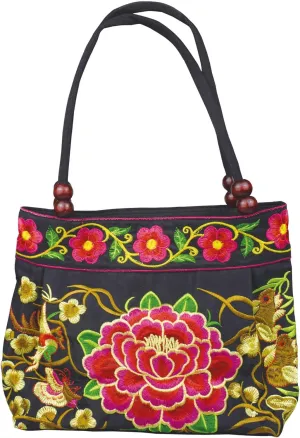 Women's Unique Vintage Hobo Tote Bags Embroidered Shoulder Handbags Flower bags for lady