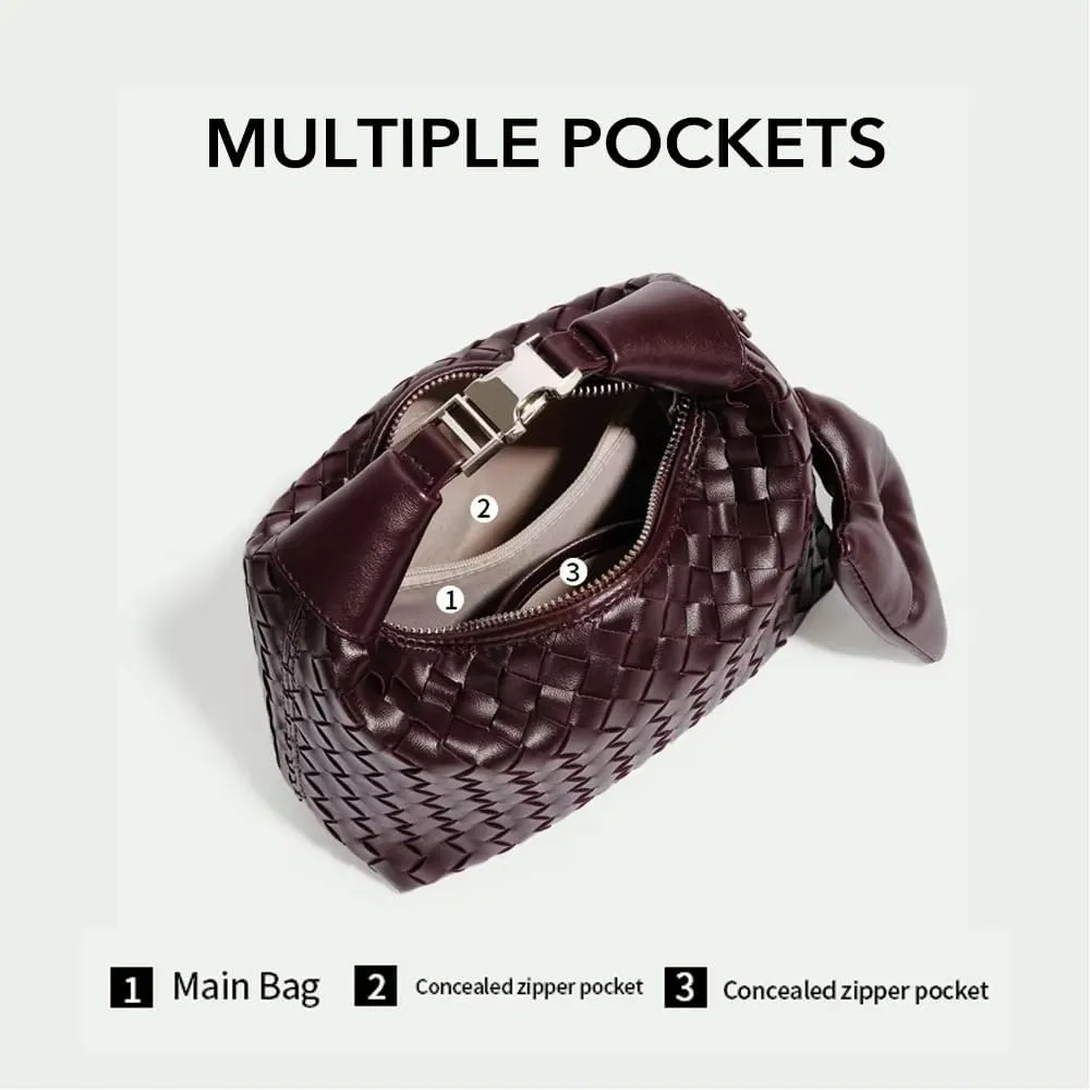 Woven Bag for Women Vegan Leather Top Handle Handbag Crossbody Bag Shoulder Bag Purses for Women
