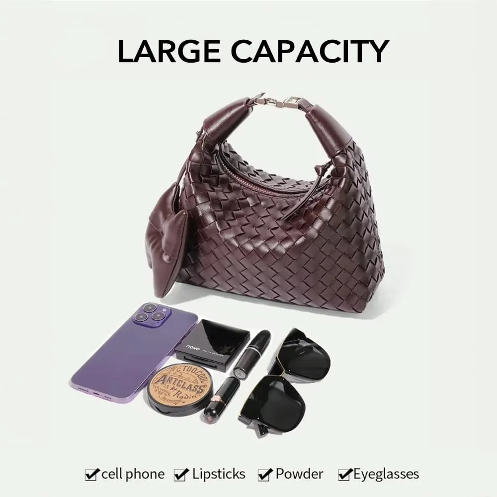 Woven Bag for Women Vegan Leather Top Handle Handbag Crossbody Bag Shoulder Bag Purses for Women