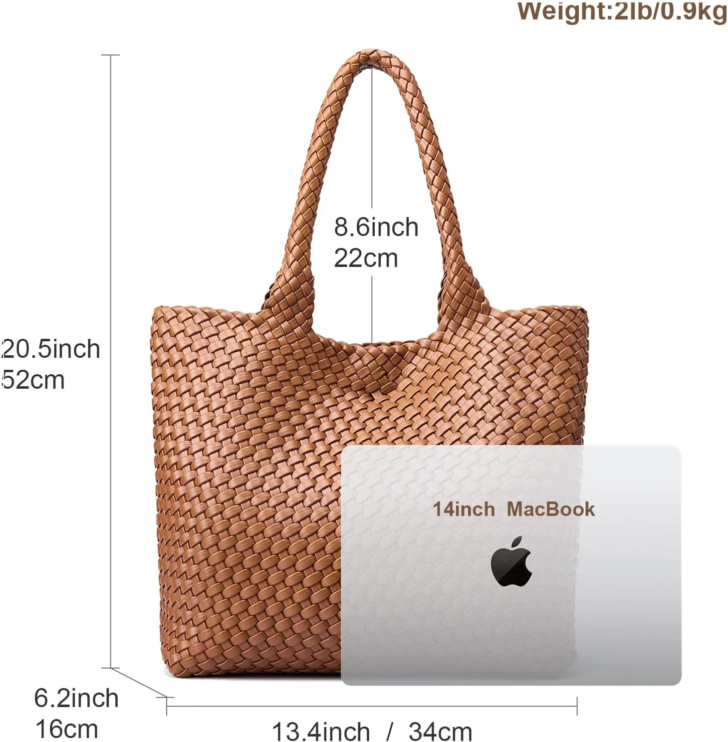 Woven Leather Handbag - Large Tote Bag for Women - Fashion Vegan Leather Tote