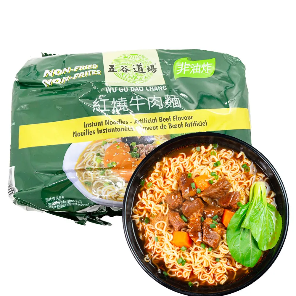 Wu Gu Dao Chang Non-Fried Instant Noodles - Braised Beef Flavor, 100g x 5 Packs