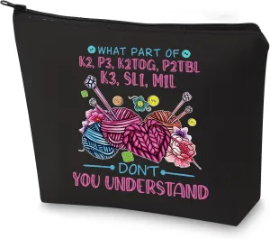 WZMPA Funny Knitting Cosmetic Bag Yarn Collector Gift What Part Don't You Understand Makeup Zipper Pouch Bag Knitter Merchandise (Don't Understan BL)