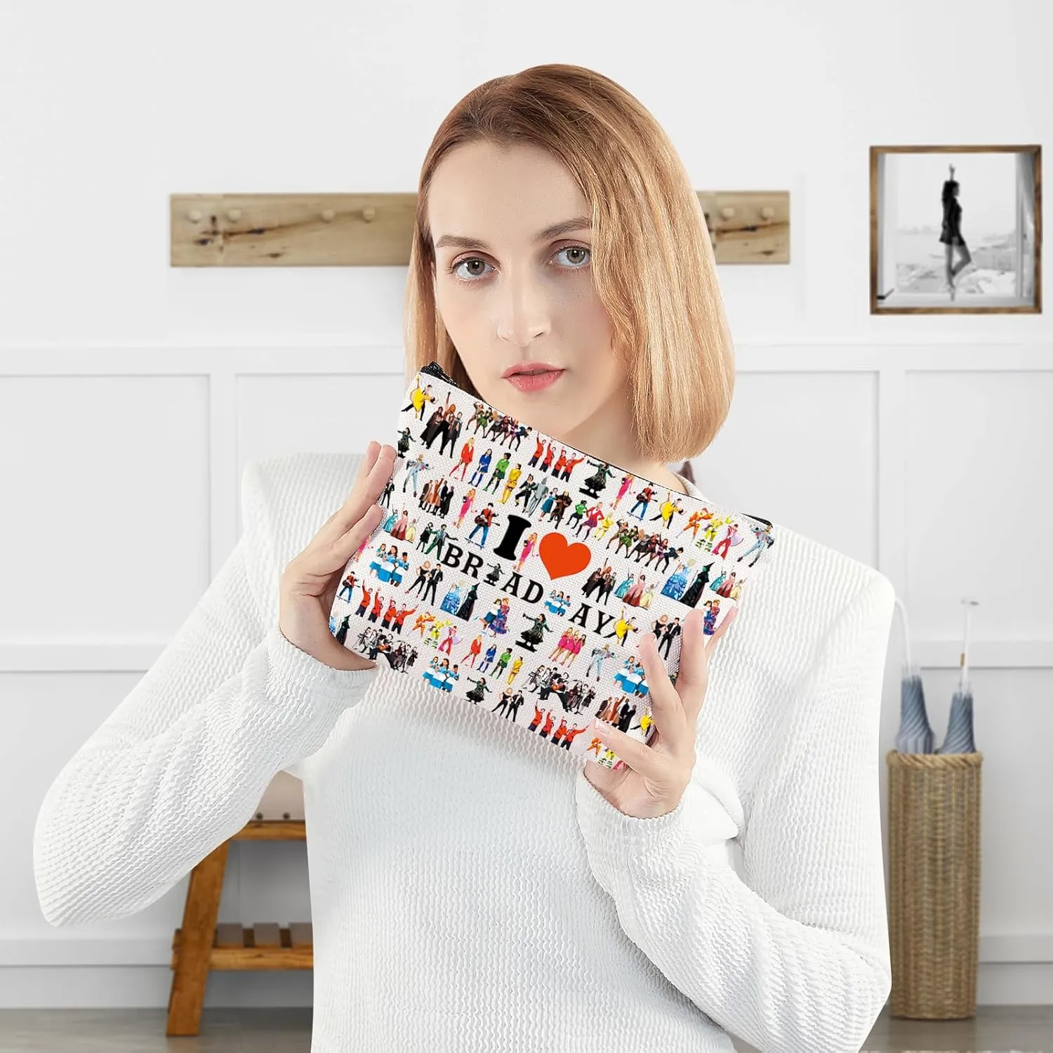 WZMPA Musical Character Cosmetic Makeup Bag Musical Theatre Fans Gift You Are Braver Stronger Smarter Than You Think Musical Zipper Pouch Bag