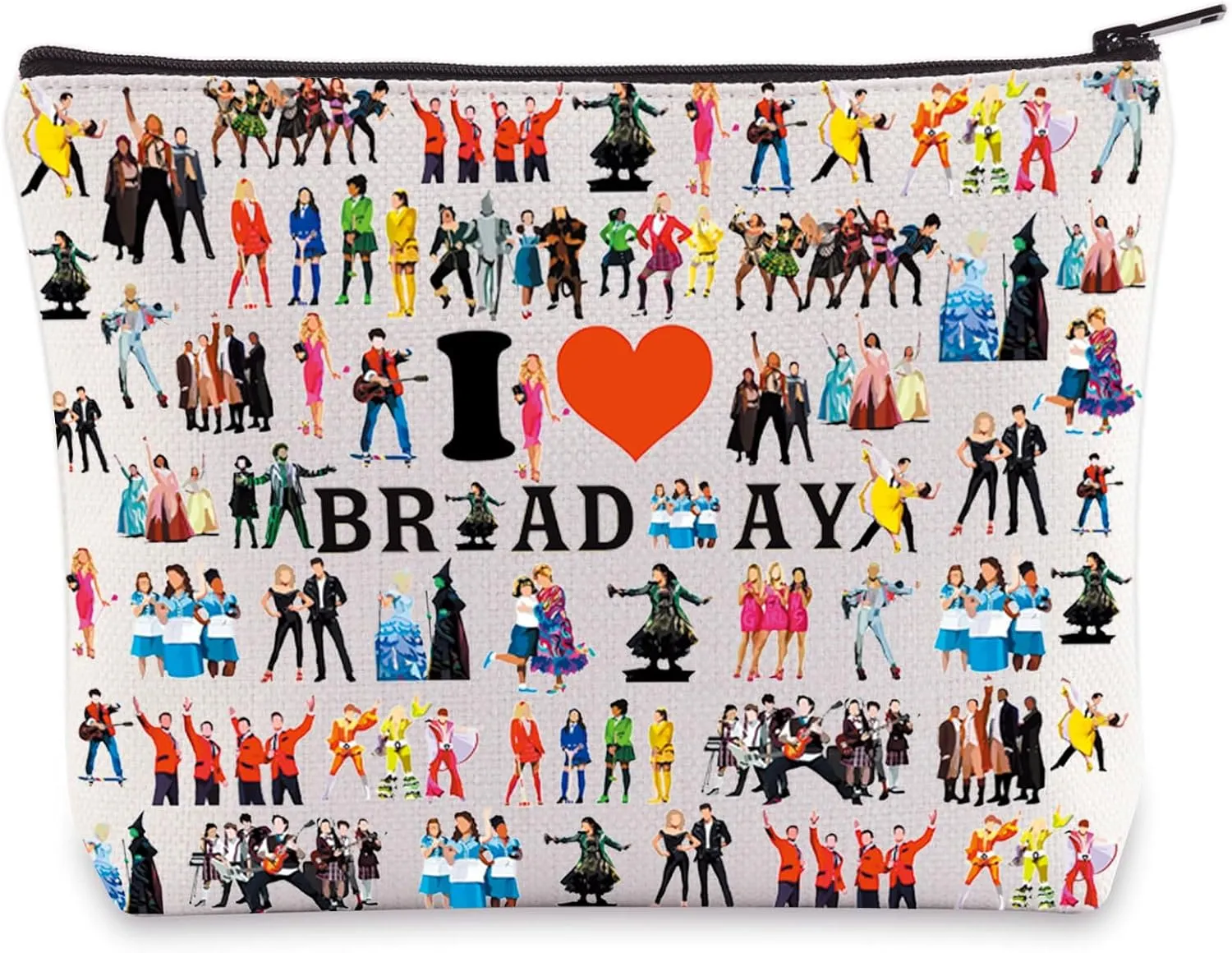 WZMPA Musical Character Cosmetic Makeup Bag Musical Theatre Fans Gift You Are Braver Stronger Smarter Than You Think Musical Zipper Pouch Bag