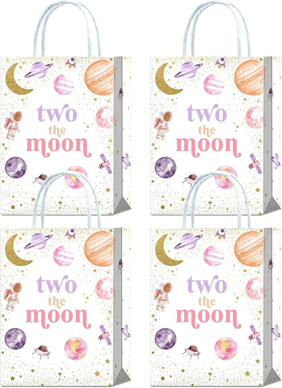 YanZonic 16Pcs Two The Moon Party Favor Bags - Gift Bags, Goodie Bags, Party Bags for Two The Moon Birthday Girl, 2 The Moon Birthday Decorations Girl, Girls 2nd Birthday Party Decor