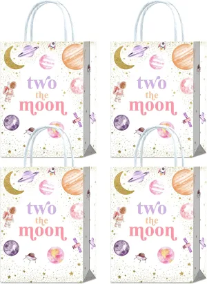 YanZonic 16Pcs Two The Moon Party Favor Bags - Gift Bags, Goodie Bags, Party Bags for Two The Moon Birthday Girl, 2 The Moon Birthday Decorations Girl, Girls 2nd Birthday Party Decor