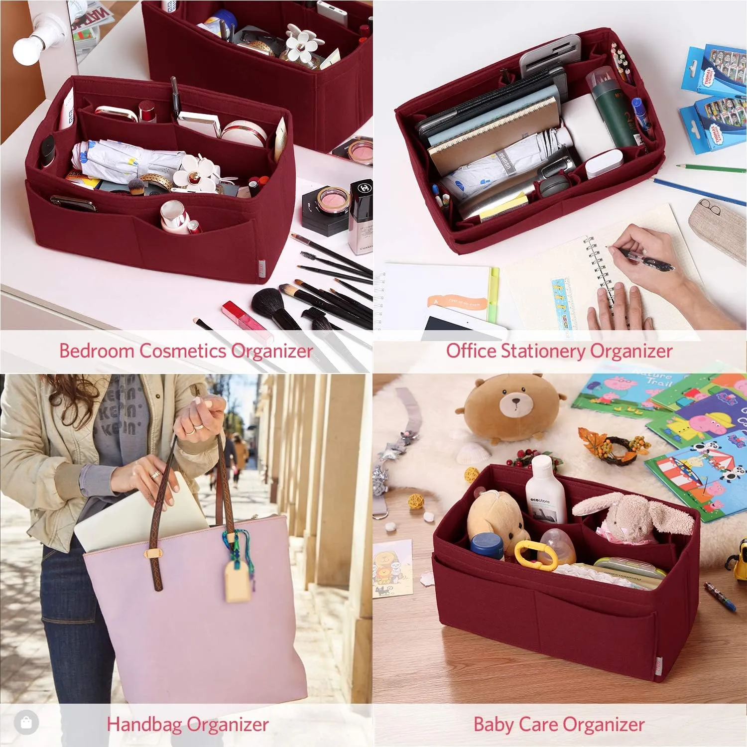 ZTUJO Felt Purse Organizer, Multi Pocket Bag in Bag Organizer For Tote & Handbag Shaper, Speedy 30, Speedy 35 and Speedy 40