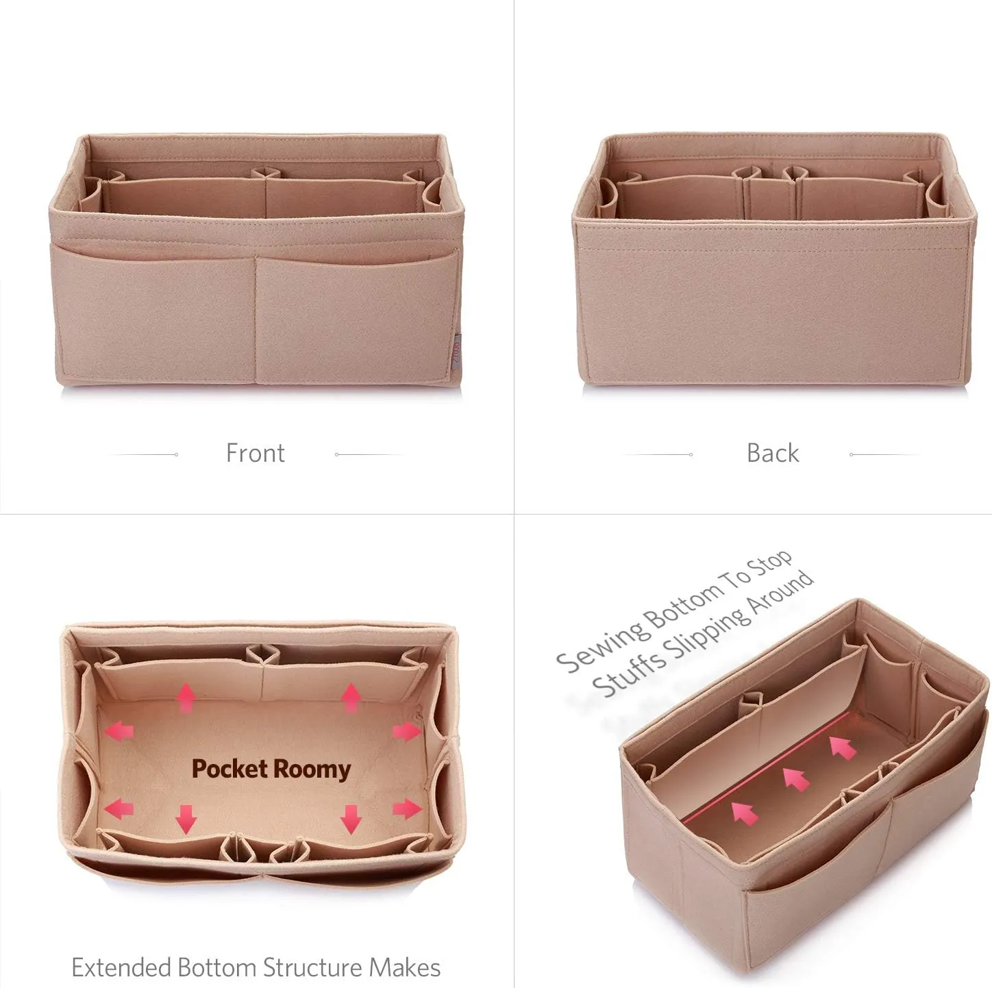 ZTUJO Felt Purse Organizer, Multi Pocket Bag in Bag Organizer For Tote & Handbag Shaper, Speedy 30, Speedy 35 and Speedy 40