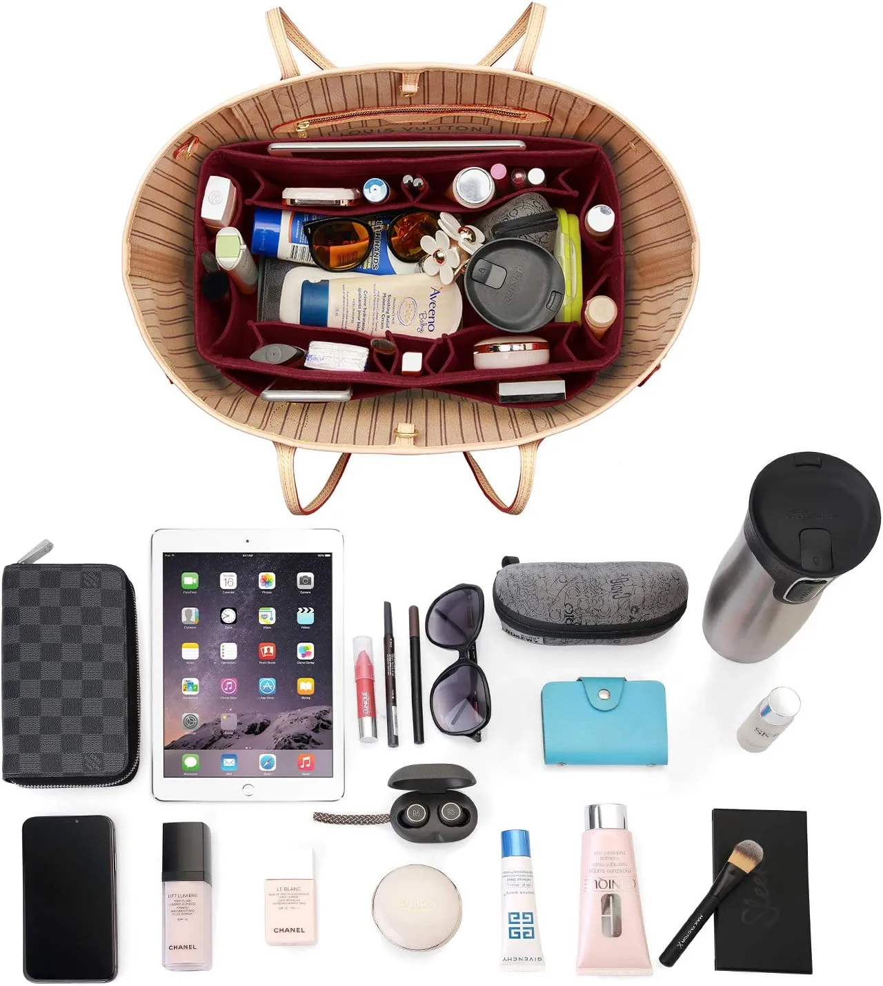 ZTUJO Felt Purse Organizer, Multi Pocket Bag in Bag Organizer For Tote & Handbag Shaper, Speedy 30, Speedy 35 and Speedy 40