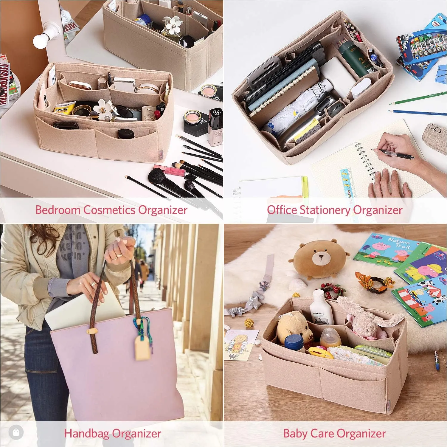 ZTUJO Felt Purse Organizer, Multi Pocket Bag in Bag Organizer For Tote & Handbag Shaper, Speedy 30, Speedy 35 and Speedy 40