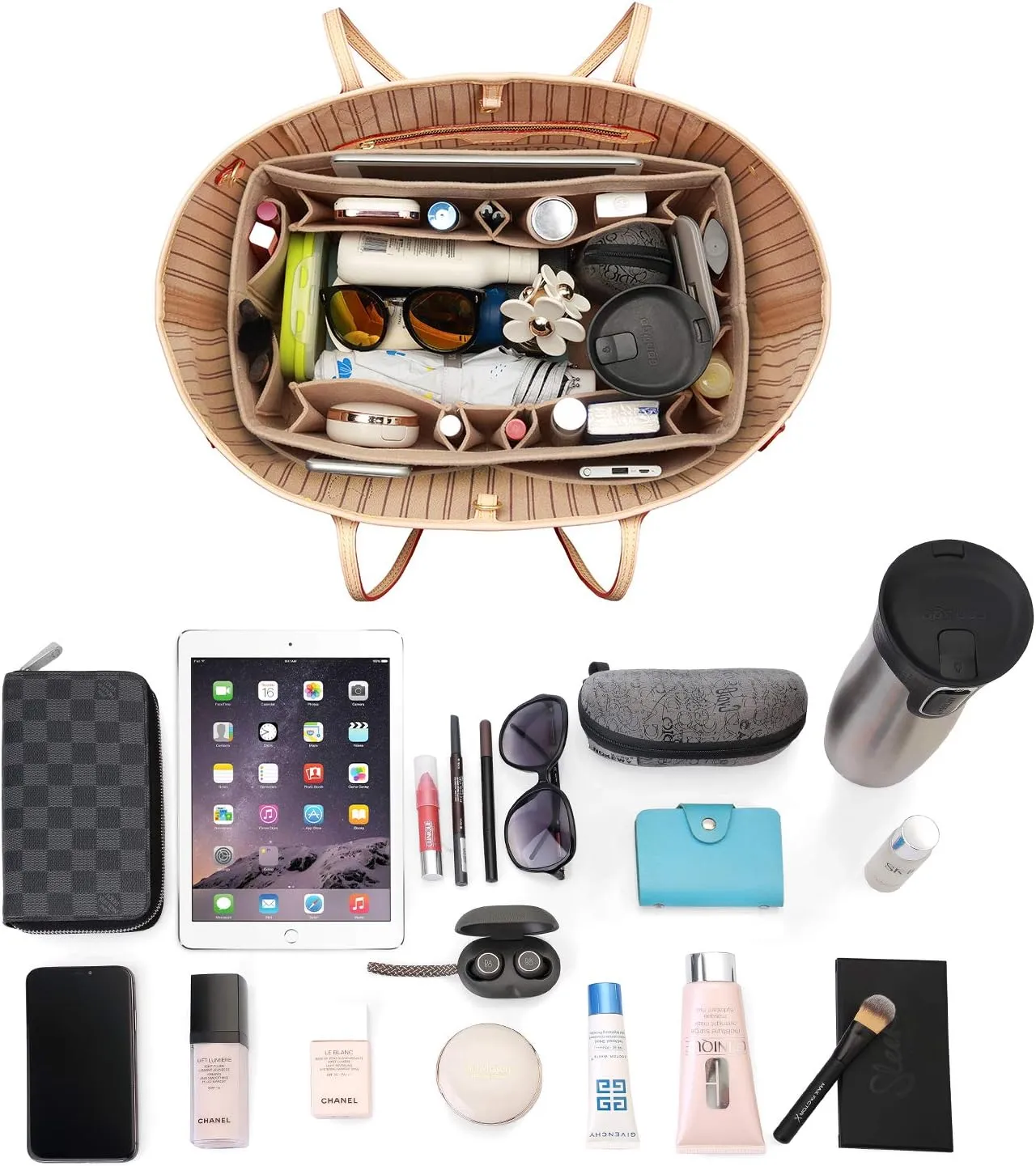 ZTUJO Felt Purse Organizer, Multi Pocket Bag in Bag Organizer For Tote & Handbag Shaper, Speedy 30, Speedy 35 and Speedy 40