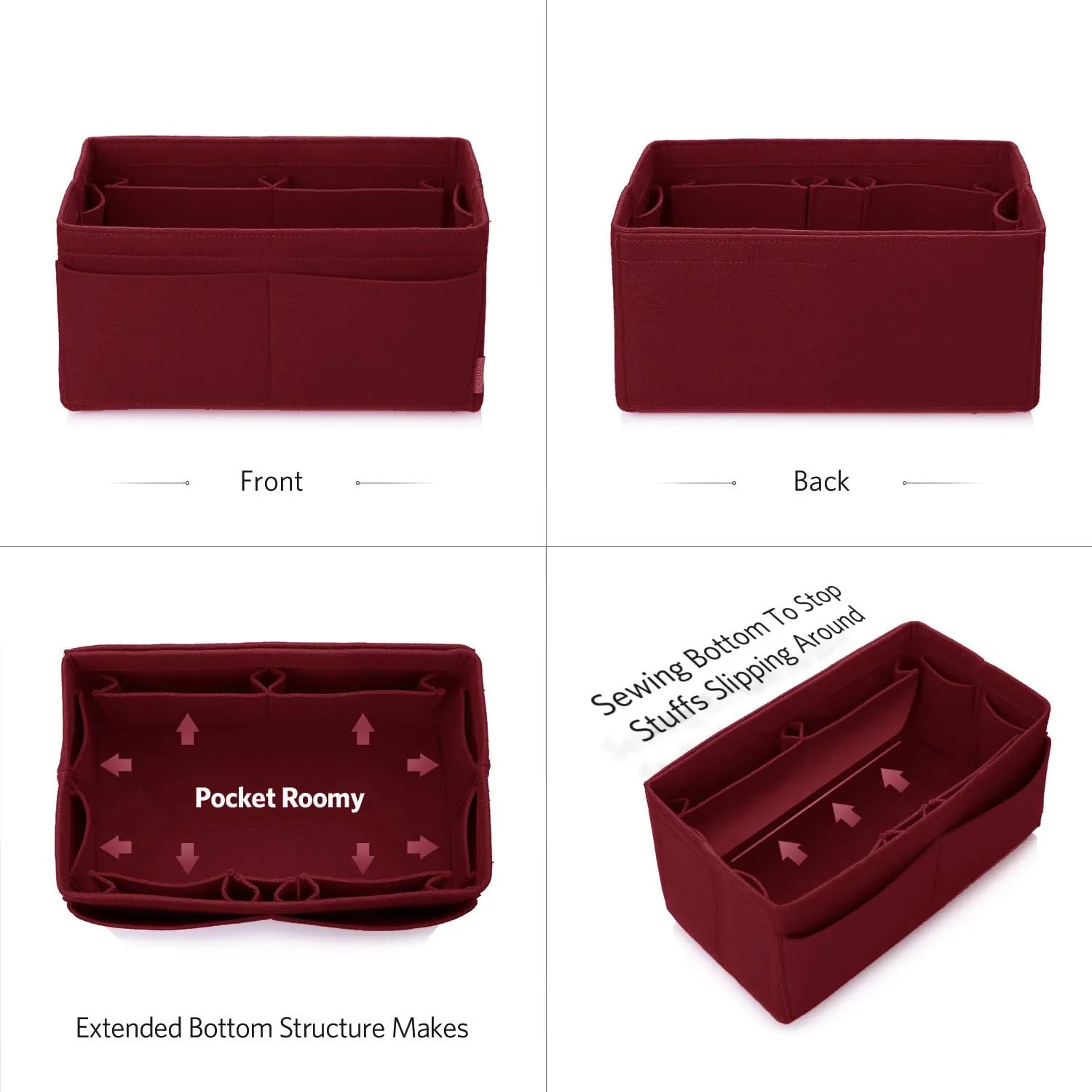 ZTUJO Felt Purse Organizer, Multi Pocket Bag in Bag Organizer For Tote & Handbag Shaper, Speedy 30, Speedy 35 and Speedy 40